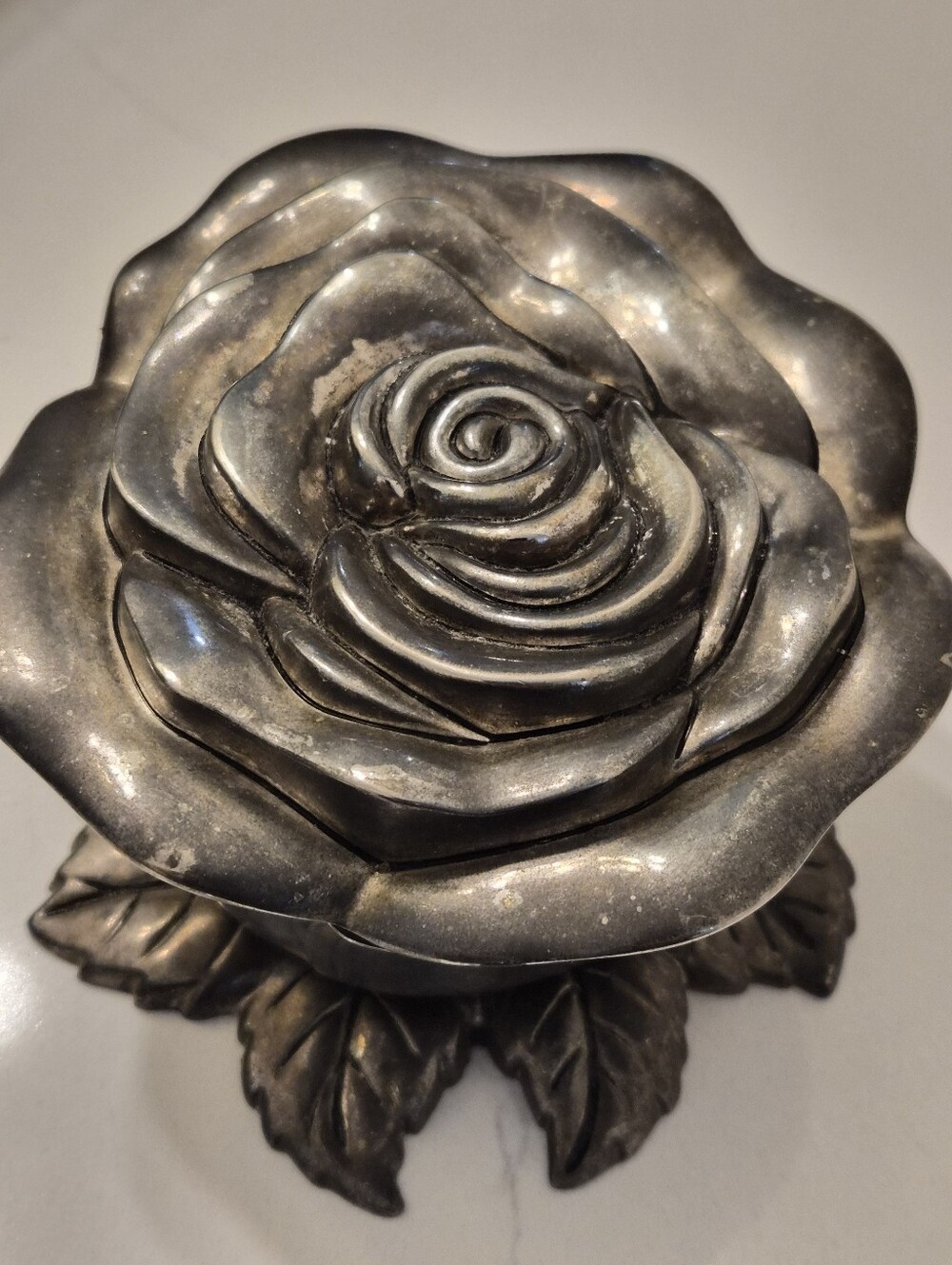 Vintage Godinger Silver Plate Rose Ring Box